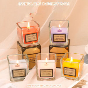 Transparent Square Glass Jar Scented Candle