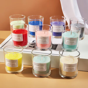 Transparent Glass Jar Candle with Color Wax