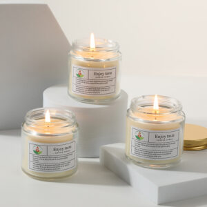 Glass jar scented candle with gold lid