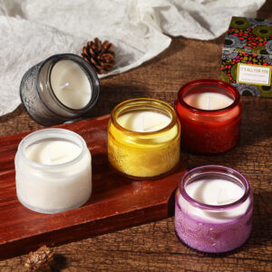 Embossed Glass Jar scented candle